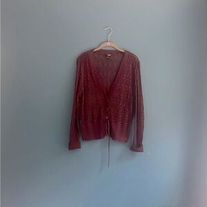 a.n.a burgundy‎ knit button-down sweater women’s size large